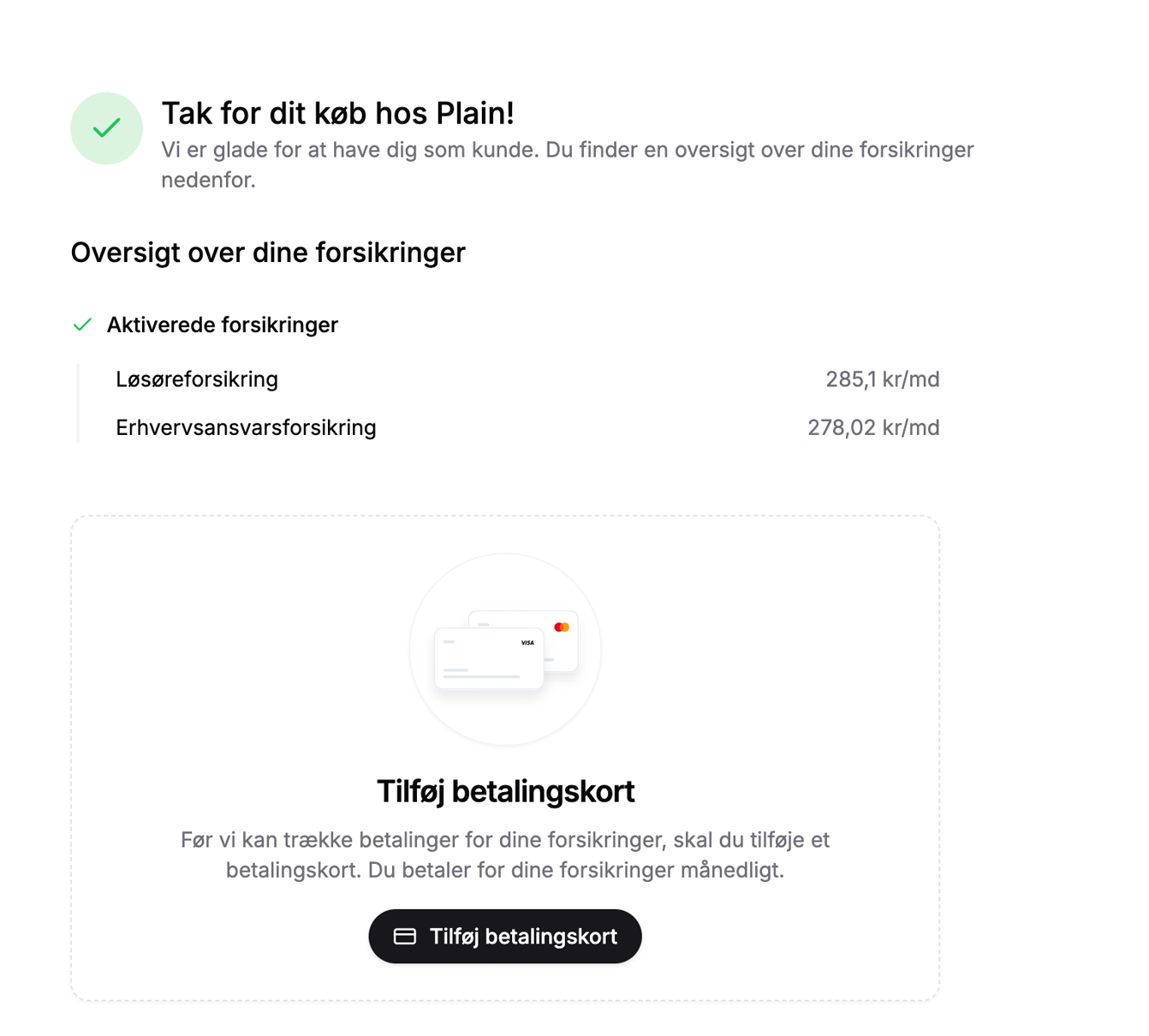 Køb på få klik - betal månedligt Interface